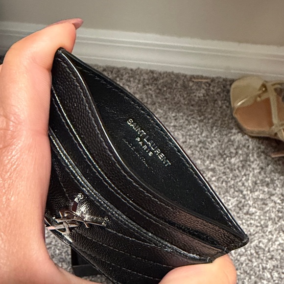 Black YSL card wallet with silver logo - Picture 4 of 5